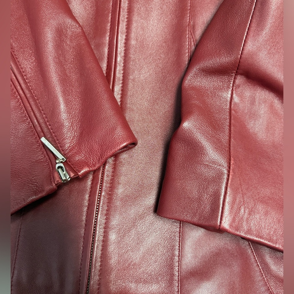 Lane Bryant Women's full zip Red Leather Jacket size 22/24 - Picture 16 of 16